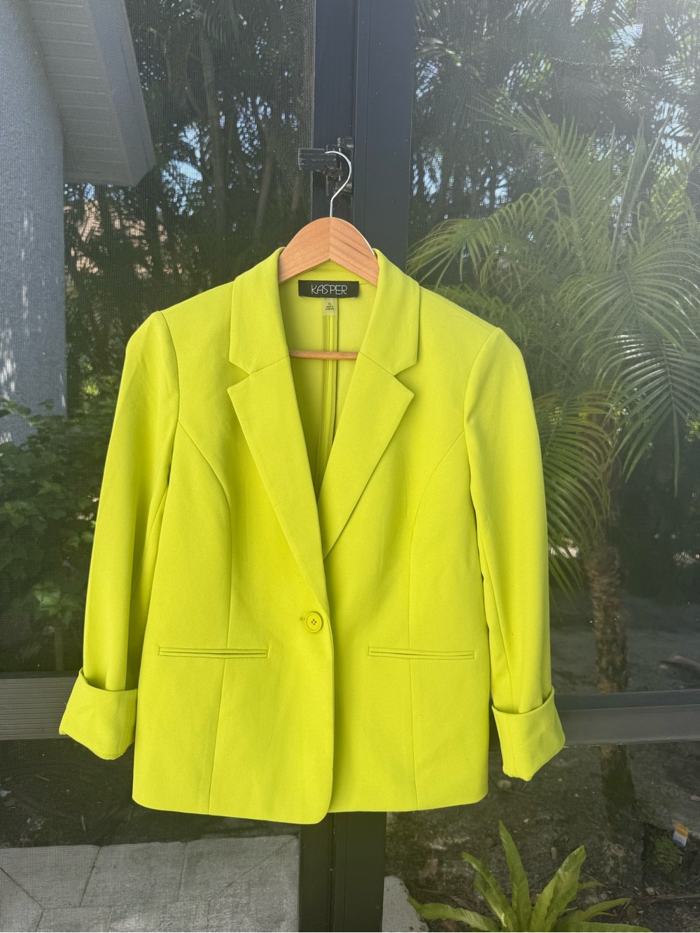 T.J.Maxx Bright Lime Green Single-Button Blazer